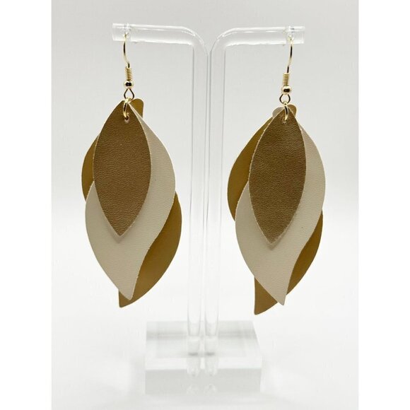 Bohemian Earrings 3 Layer Leaf Design - Picture 1 of 4